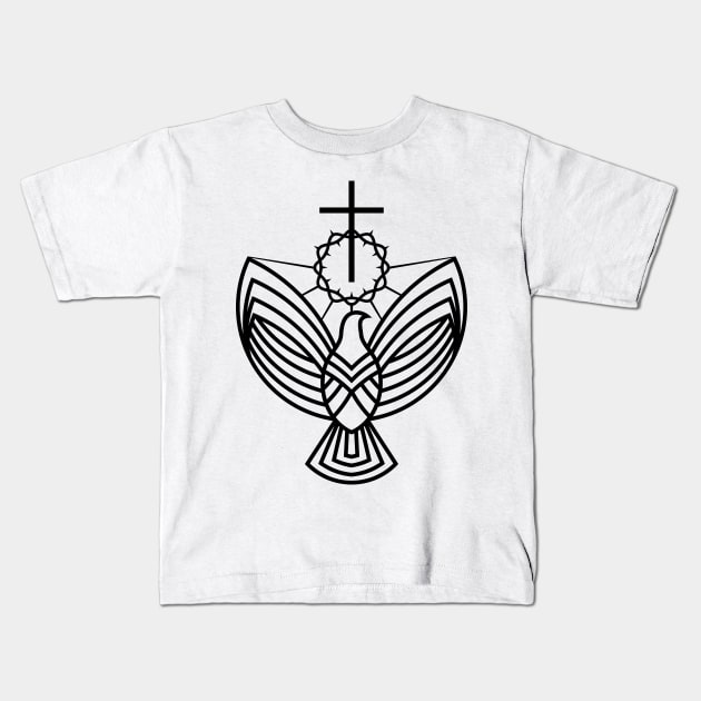 The cross of Jesus and the dove - a symbol of the Holy Spirit Kids T-Shirt by Reformer